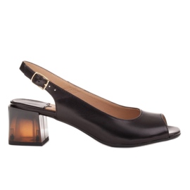 Marco Shoes Kényelmes női szandál érdekes sarokkal fekete Marco Shoes Kényelmes női szandál érdekes sarokkal fekete