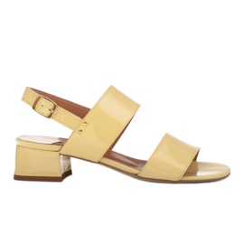 Marco Shoes Cinta szandál bőrbevonatú sarokkal sárga
