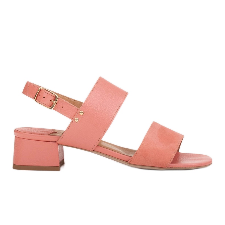 Marco Shoes Cinta szandál bőrbevonatú sarokkal rózsaszín