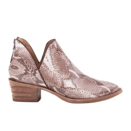 Marco Shoes Természetes bőr csizma V-szabással bézs barna