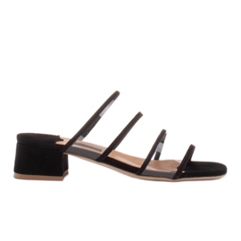 Marco Shoes Női papucs áttetsző csíkokkal fekete Marco Shoes Női papucs áttetsző csíkokkal fekete