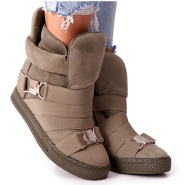 Suede Wedge Cipők Lu Boo Olive zöld