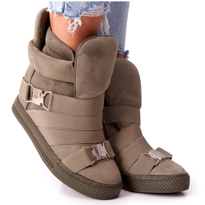 Suede Wedge Cipők Lu Boo Olive zöld