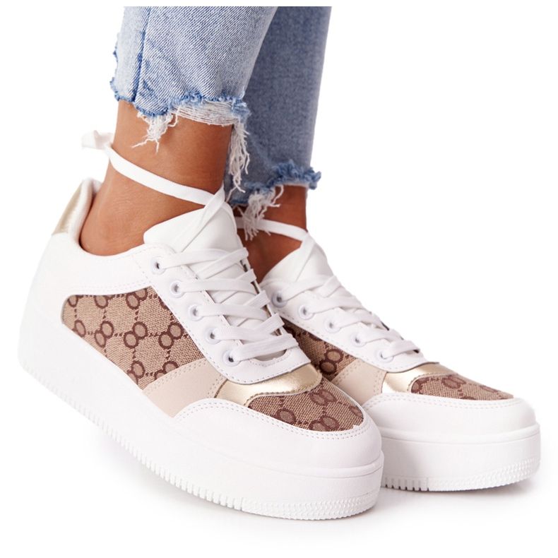 Sportcipő Cipők a platformon fehér és arany Allisone aranysárga