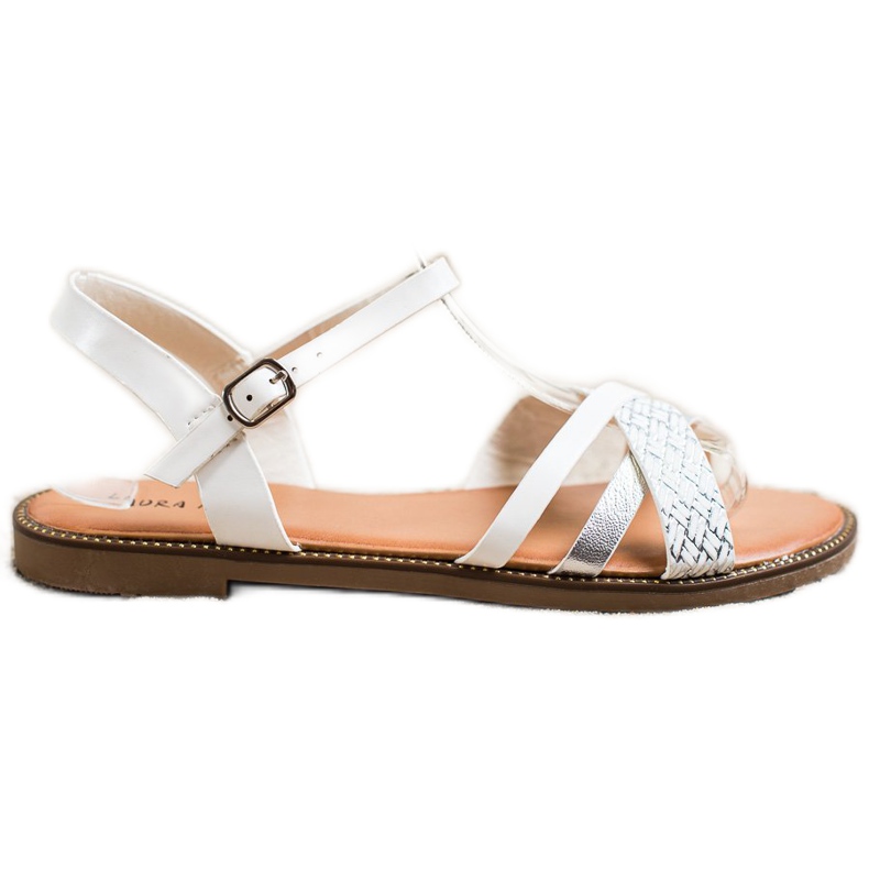 Laura Mode Alkalmi szandál fehér