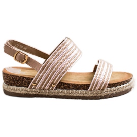 SHELOVET Kényelmes szandál csattal barna rózsaszín