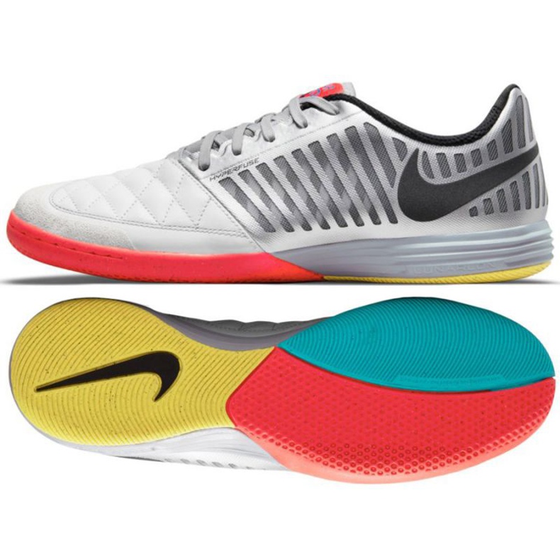 Nike Lunar Gato Ii Ic M 580456 167 futballcipő fekete, fehér, szürke / ezüst fehér