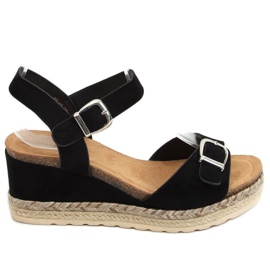Fekete espadrilles ékeken YL93 Black