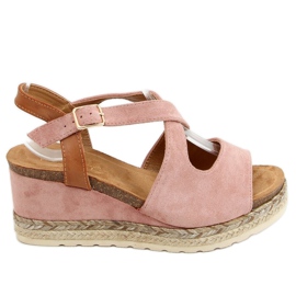 Rózsaszín espadrilles ékeken rózsaszín YL90 Pink