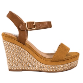 SHELOVET Espadrilles On Wedge szandál barna