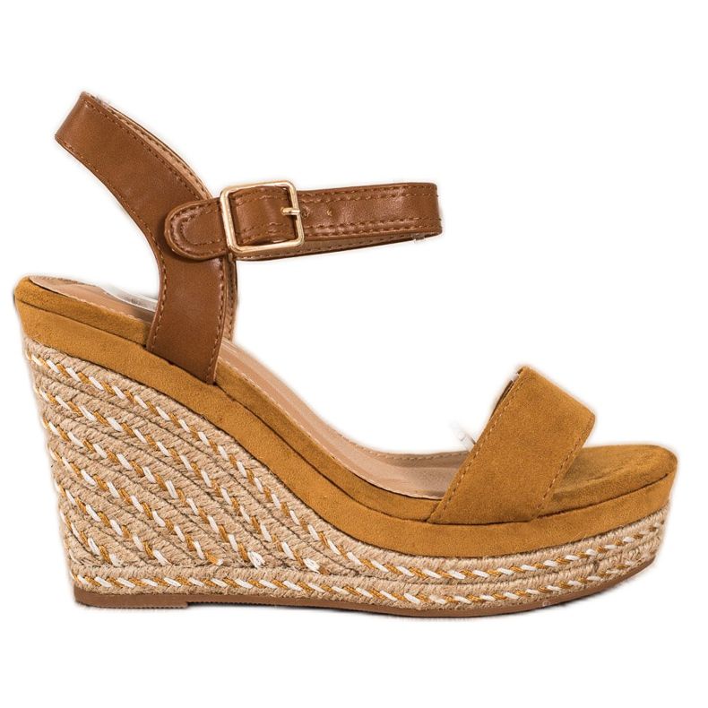 SHELOVET Espadrilles On Wedge szandál barna