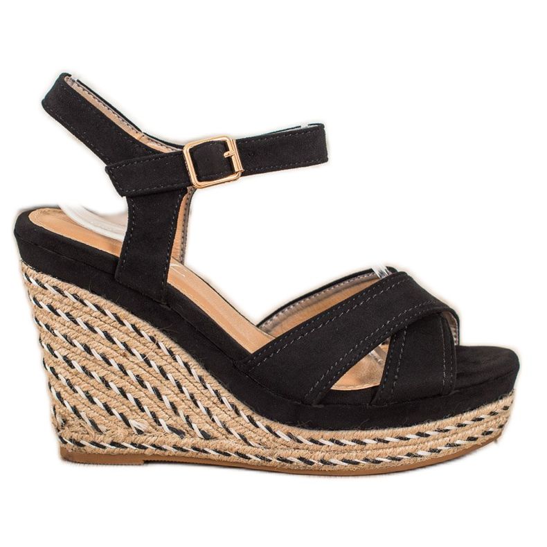SHELOVET Elegáns szandál éken fekete