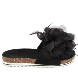 Fekete parafa papucs virágokkal CK113P Fekete Fekete parafa papucs virágokkal CK113P Fekete