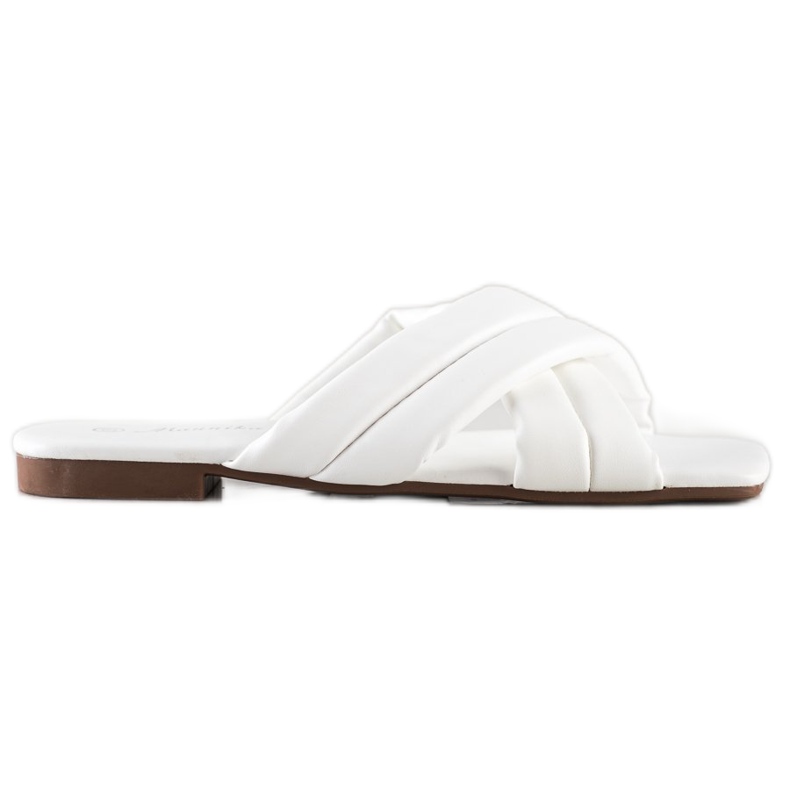 Mannika Kényelmes Eco bőr papucs fehér