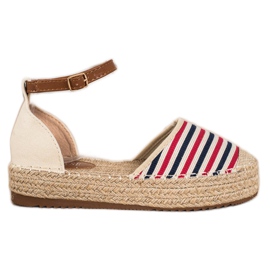 Clowse Csíkos Espadrilles Csattal bézs piros sokszínű Clowse Csíkos Espadrilles Csattal bézs piros sokszínű