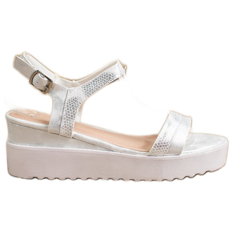 Bestelle Csillogó ék szandál fehér