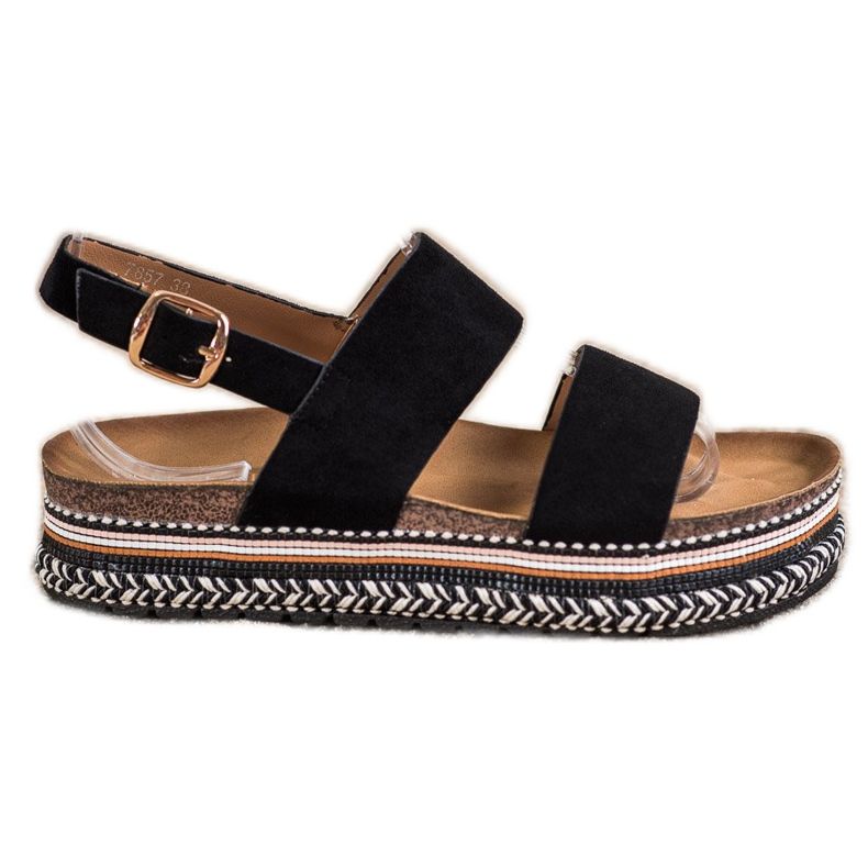 Ideal Shoes Velúr szandál a platformon fekete