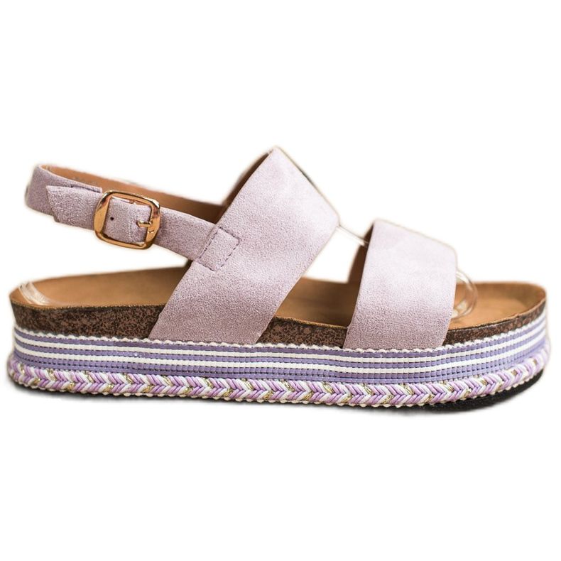 Ideal Shoes Velúr szandál a platformon ibolya