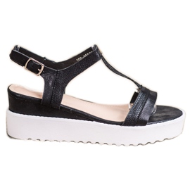 Bestelle Csillogó ék szandál fekete