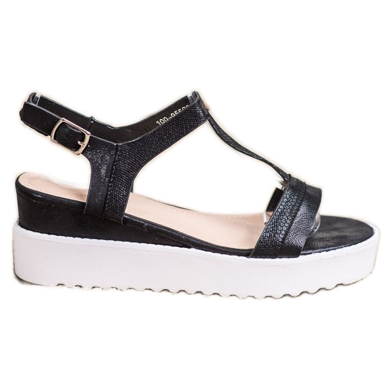 Bestelle Csillogó ék szandál fekete