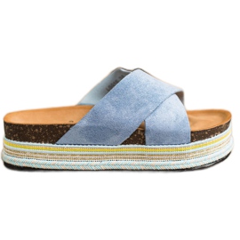 SHELOVET Kék velúr papucs