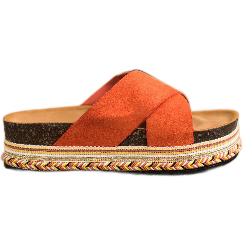 SHELOVET Narancssárga papucs velúrral