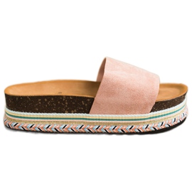 SHELOVET Kényelmes velúr papucs rózsaszín