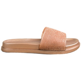 SHELOVET Arany fényes papucs aranysárga SHELOVET Arany fényes papucs aranysárga