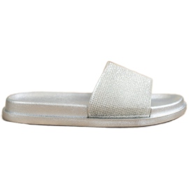 SHELOVET Fényes ezüst papucs