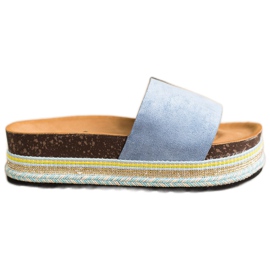 SHELOVET Kényelmes velúr papucs kék