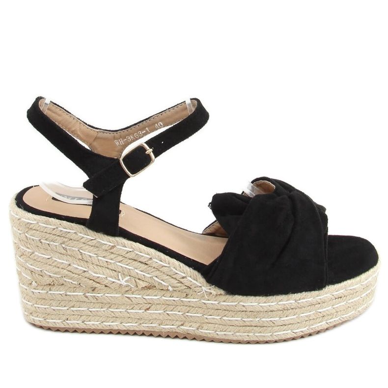 Fekete szandál espadrilles ékeken WH-3K63 Fekete