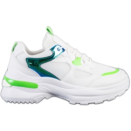 SHELOVET Cipők zöld betétekkel fehér SHELOVET Cipők zöld betétekkel fehér