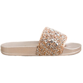 SHELOVET Papucs díszekkel aranysárga
