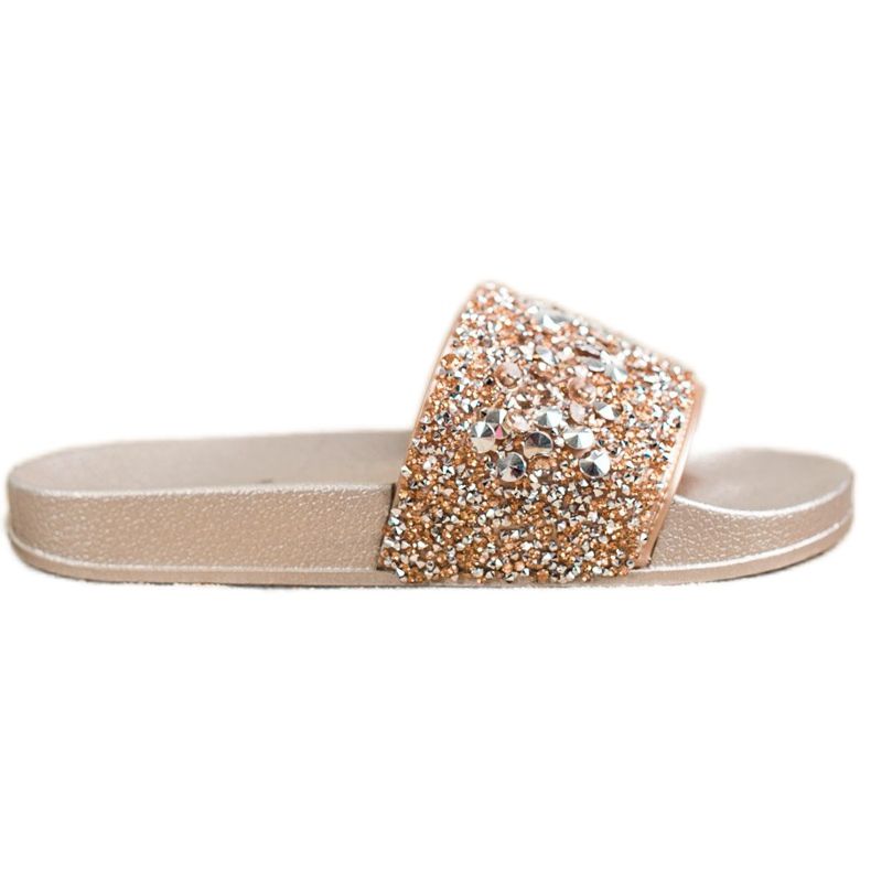 SHELOVET Papucs díszekkel aranysárga