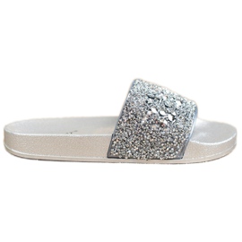 SHELOVET Papucs díszekkel szürke SHELOVET Papucs díszekkel szürke