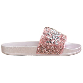 SHELOVET Papucs díszekkel rózsaszín