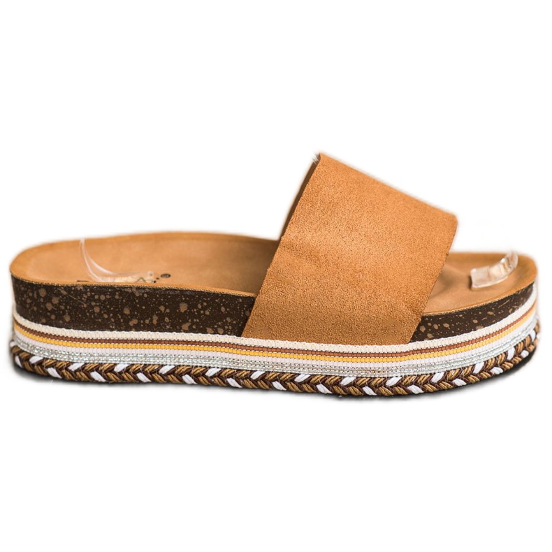 SHELOVET Kényelmes velúr papucs barna