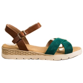 SHELOVET Alkalmi szandál csattal barna zöld