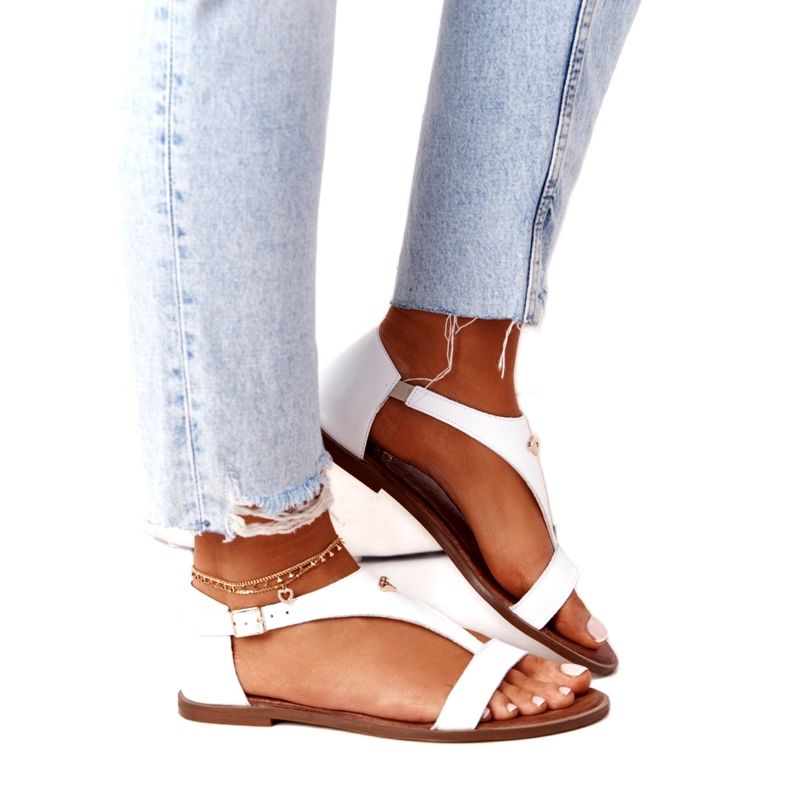 Női bőr szandál Nicole 2648 White Metallic fehér