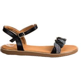 Cm Paris Fekete szandál csillogással