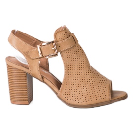 Renda Épített szandál Eco bőrrel bézs barna Renda Épített szandál Eco bőrrel bézs barna