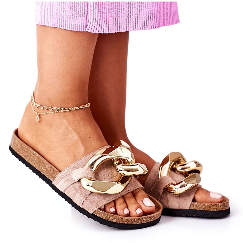 S.Barski Papucs parafa lánccal S. Barski SB001 Bézs