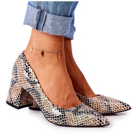 Bőrpumpák állatmintás Lewski cipővel 2801 Fekete-bézs