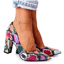 Lewski Shoes Bőr szivattyúk kígyóbőr mintával Lewski cipő 2453 Színes sokszínű