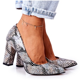 Lewski Shoes Bőr szivattyúk állatmintás Lewski cipő 2453 fekete-kék