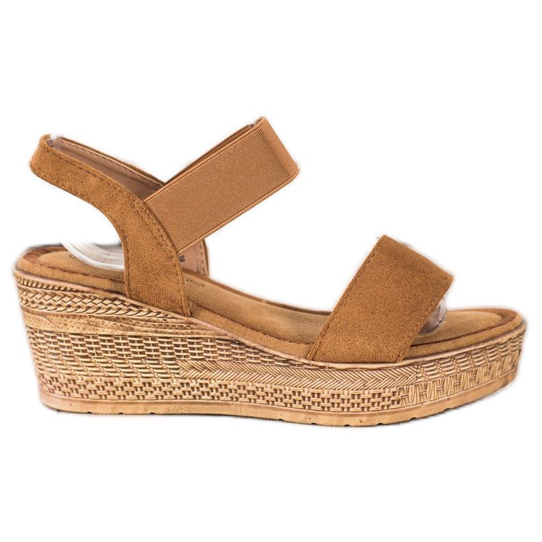 Queentina Világos velúr szandál barna