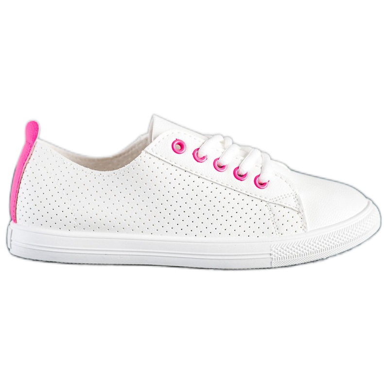 SHELOVET Áttört cipők Eco bőrrel fehér