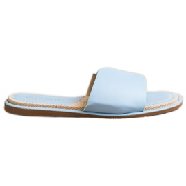 SHELOVET Elegáns Eco bőr papucs kék