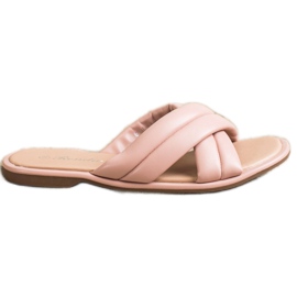 Renda Divatos Eco bőr papucs rózsaszín