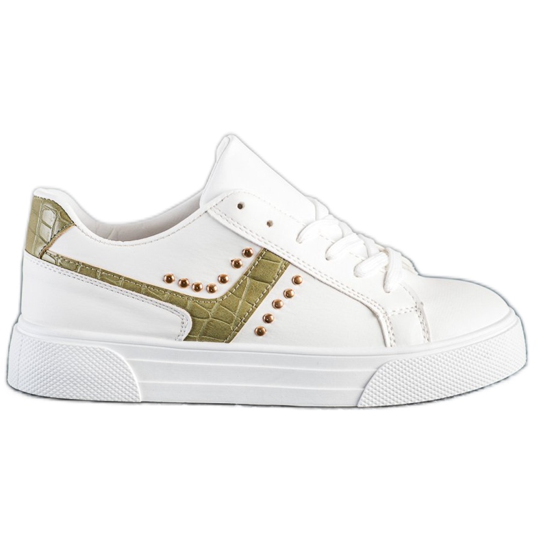 SHELOVET Fűzött cipő zöld betéttel fehér